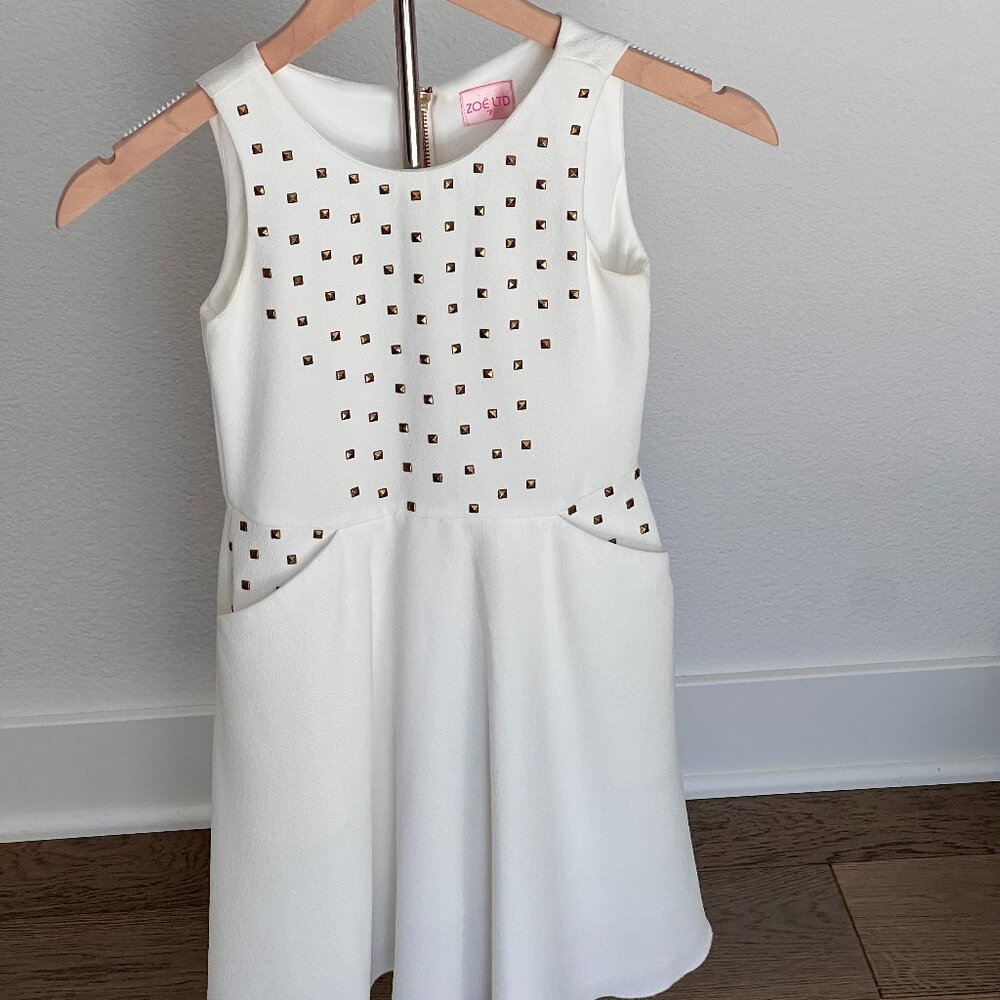 Zoe Ltd White Gold Stud Sleeveless Dress - Like-new